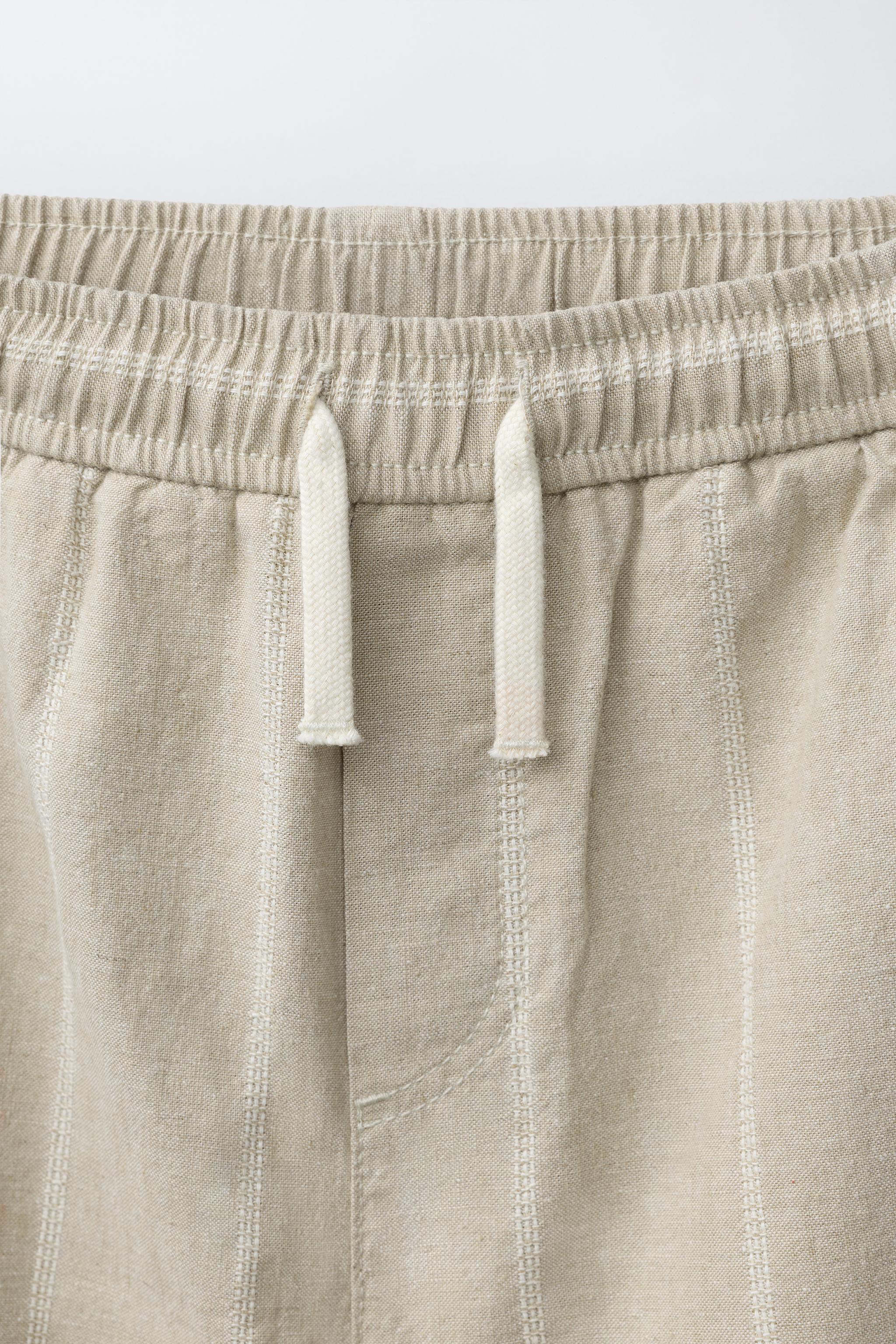 STRIPED COTTON LINEN PANTS